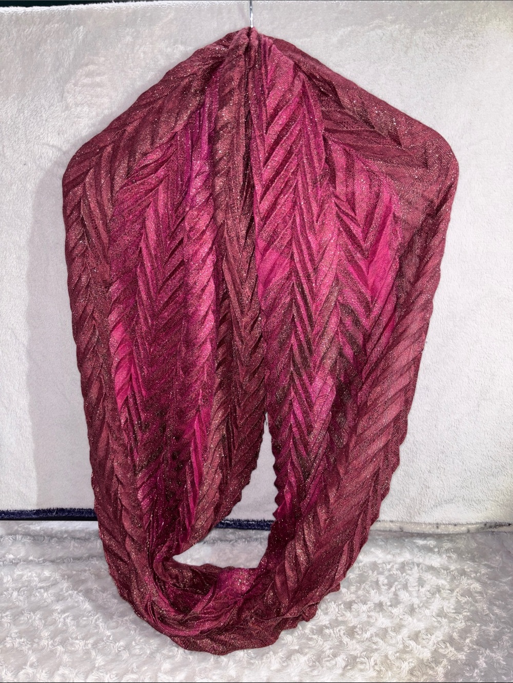 Collection XIIX Metallic Chevron Infinity Scarf - Berry